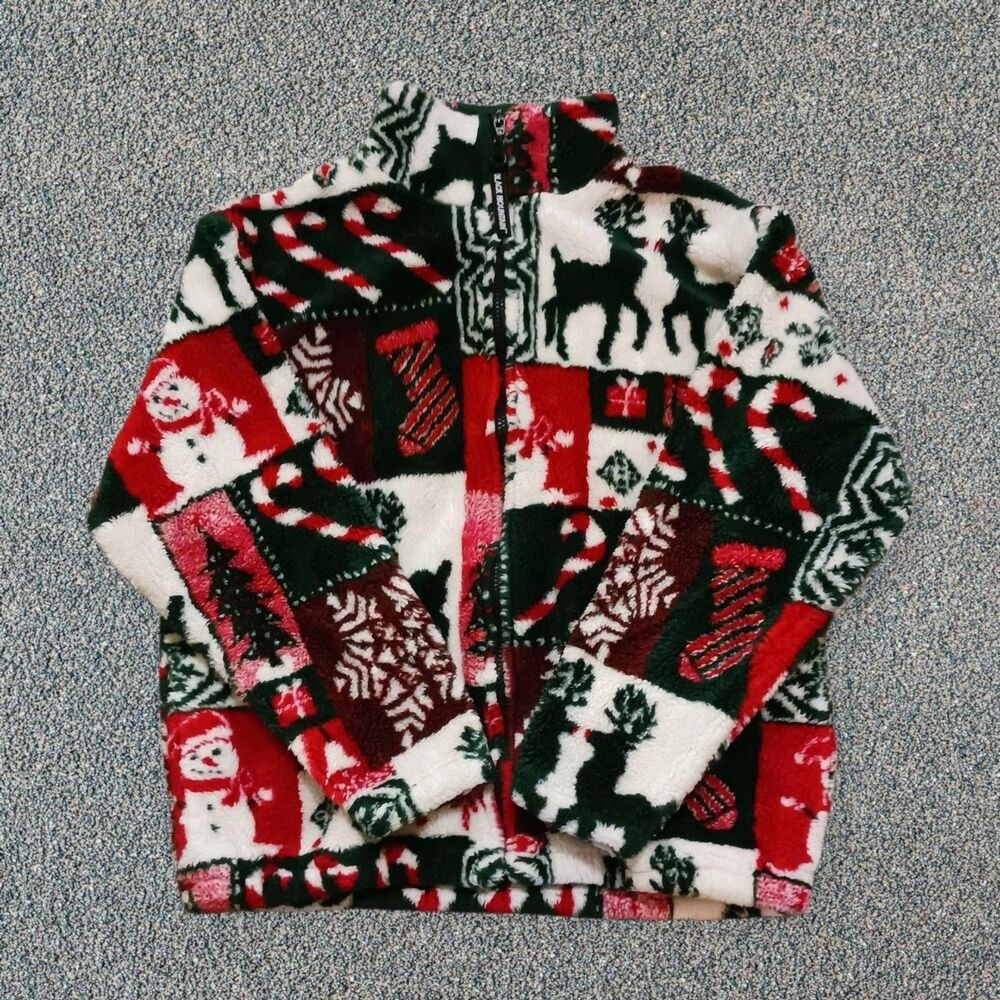 Vintage Black Mountain Outdoor Gear Christmas Holiday Fleece Jacket Full Zip XL